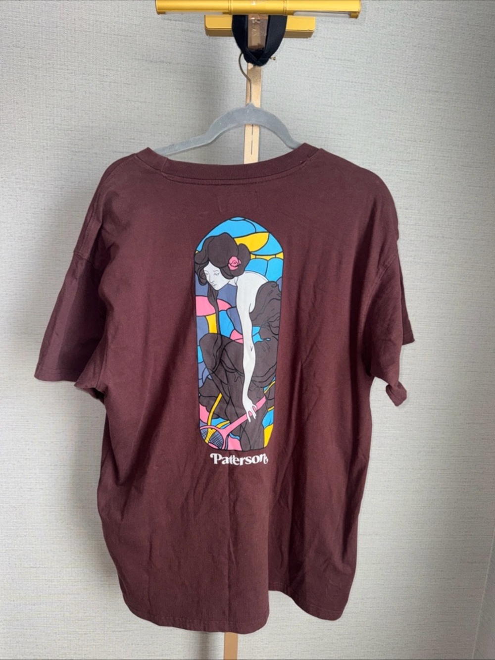 Paterson Designer T-Shirt Mens Large Brown Graphic Female Back Logo Streetwear